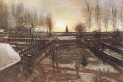 Vincent Van Gogh The Parsonage Garden at Nuenen in the Snow (nn04) oil painting on canvas